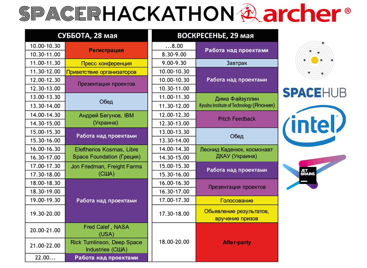 spacer_im's tweet photo. #SpacerHackathon расписание на 28 и 29 мая. Больше информации и регистрация тут: https://t.co/943A5jWhtR https://t.co/8ofB6CkLBZ