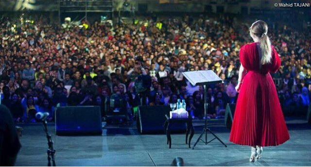 Capturing the lovely <a href="/yara_lb/">Yara</a> in a true red dress from the #BASILSODA RTW FW1617 collection for a concert in Morocco