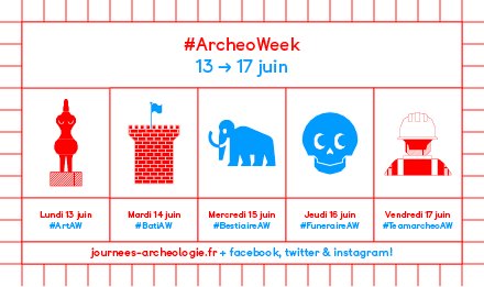 [Agenda] Du 13 au 17 juin 2016, l'#Archeoweek revient avec @Inrap @jna_officiel @Archeonationale #archeo #JNA16 https://t.co/ohh0NAxHa5