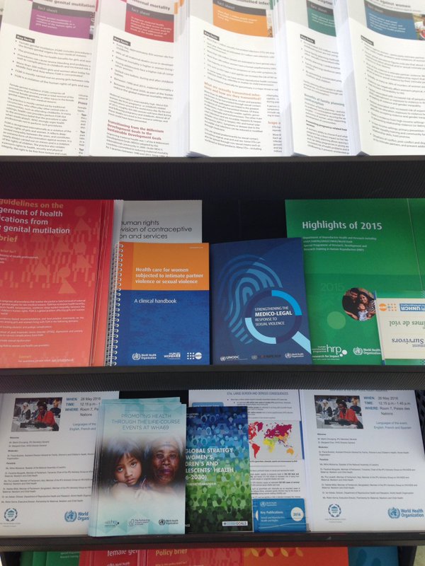 Visit <a href="/HRPresearch/">HRP</a> stand at #WHA69 for info on sexual&amp; reproductive health&amp;rights, serpentine bar #srhr