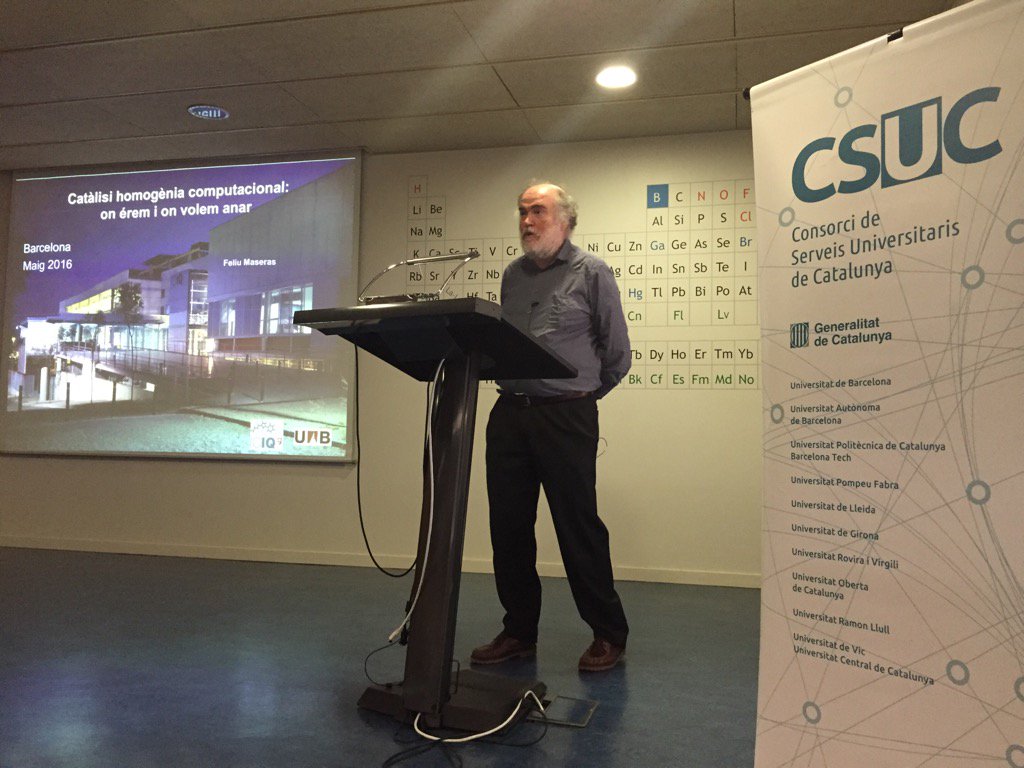 CSUC_info's tweet image. Catàlisi homogènia computacional ara a la #jocs16. On érem i on volem anar? Ens ho explica Feliu Maseras (@ICIQchem)