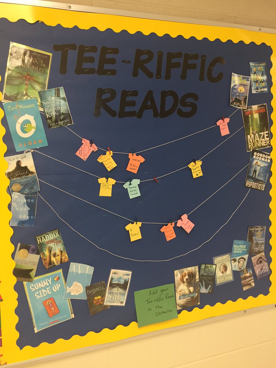 MVMSPride's tweet photo. Be sure to add your favorite book to our Tee-Riffic Reads clothesline! #welovebooks #mvmsreads https://t.co/pgvgKZkXK7