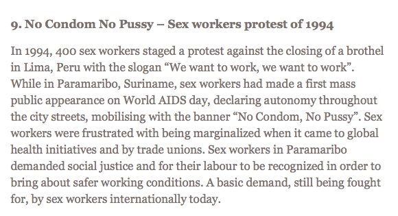 No Condom No Pussy – Sex workers protest of 1994, demanding safer working conditions versobooks.com/blogs/2658-no-…