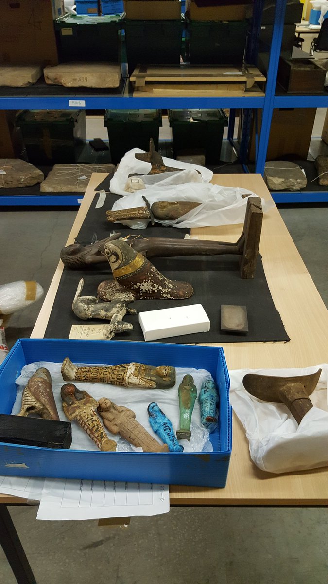 StaceyAnneBagdi's tweet photo. Today I am #Volunteering @BMTMCC We're unpacking the rest of the travelling #SecretEgypt exhibition objects! #Egypt https://t.co/crOUKn63r5