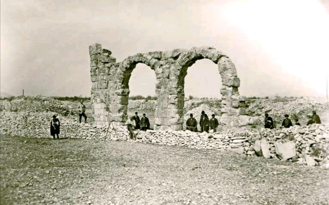 tomljevar's tweet photo. Photograph from 1892 of the Arches of #Roman Burnum (Croatia), once military camp of Legio XI Claudia Pia Fidelis. https://t.co/o2ULVtQgnw
