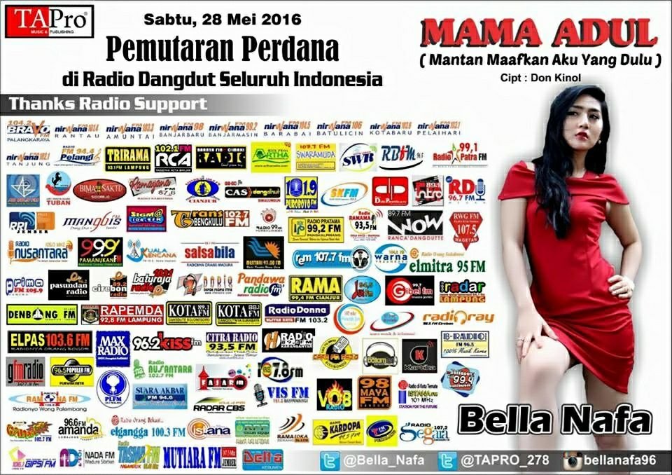 Pemutran perdana radio2 selulruh indonesia lgu @Bella_Nafa  #MamaAdul #MantanMaafkanAkuYangDulu 
Cc: <a href="/Blovers_Jkrta/">ofc Belovers</a>