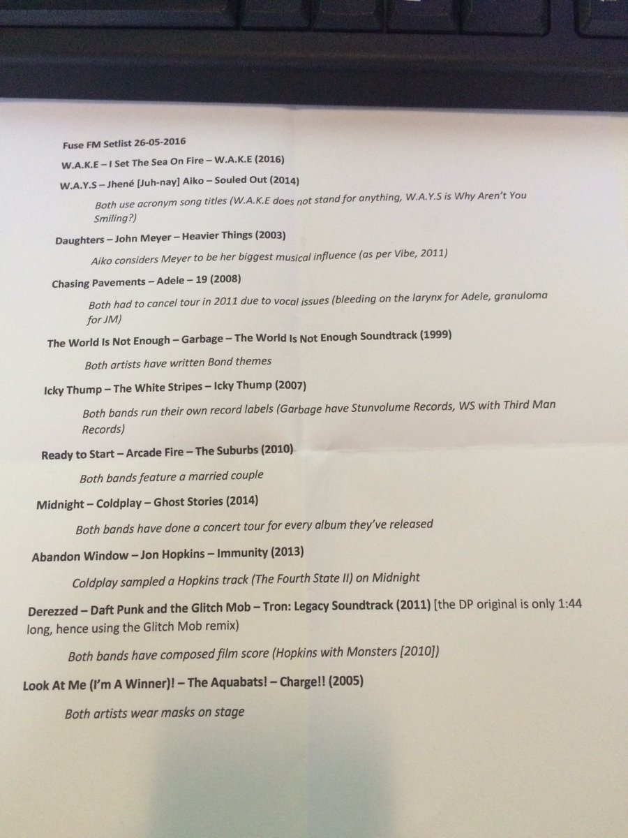 FuseFMNetwork's tweet image. Early preview of this week's setlist. Excited? #TheNetwork