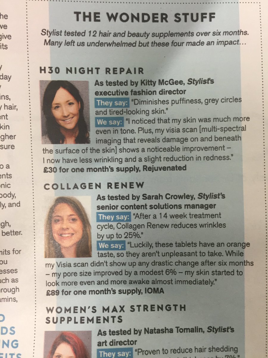 Great news SIS #Visia used by <a href="/StylistMagazine/">Stylist Magazine</a> to test the latest #health &amp; #beauty supplements!#science #results