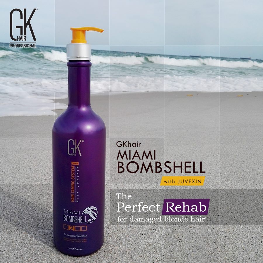 GKhair's tweet photo. #MiamiBombshell: The perfect rehab for #blondehair!
#GKhair #haircare #Tamingtreatment #Frizzfree #Juvexin https://t.co/Ok7hW68Se8