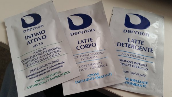 cris_cara's tweet photo. Mi hanno dato questi campioncini #Dermon a uno degli stand di #50sfumaturedidonna, già provati,  davvero ottimi! https://t.co/4i5BFrGQD2