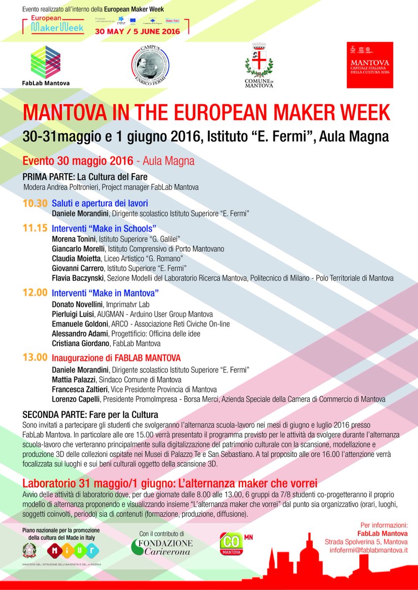 PromoImpresaBM's tweet photo. #Mantova in the European Maker Week, 30-31/5, 1/6 #europeanmakerweek #fablab #alternanzascuolalavoro #IoPresente https://t.co/mW8TTKidRN