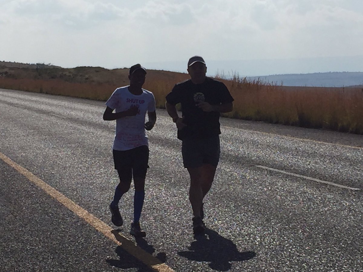Tumelo runs on his love for animals! 45km's into day 7 of #ten10 <a href="/Hazel_Moller/">Hazel Moller</a> <a href="/patrickdevine1/">Patrick</a>