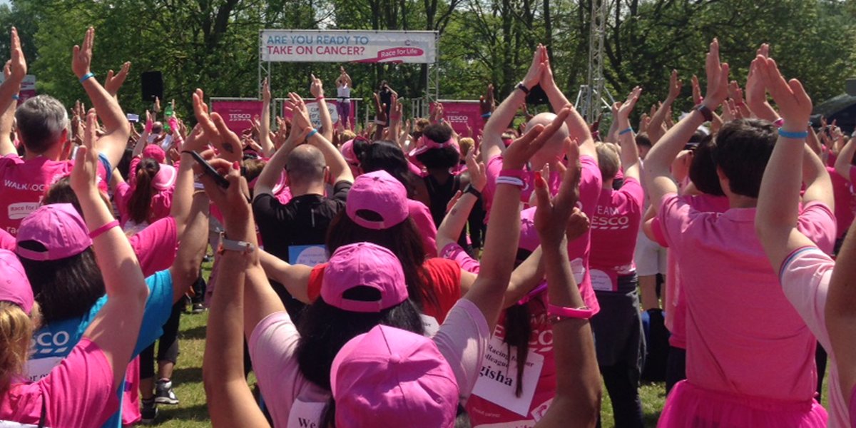 raceforlife's tweet photo. We’re celebrating 15 amazing years' partnership with @Tesco by hosting a special #RaceforLife for Tesco colleagues! https://t.co/E5jGUIteex