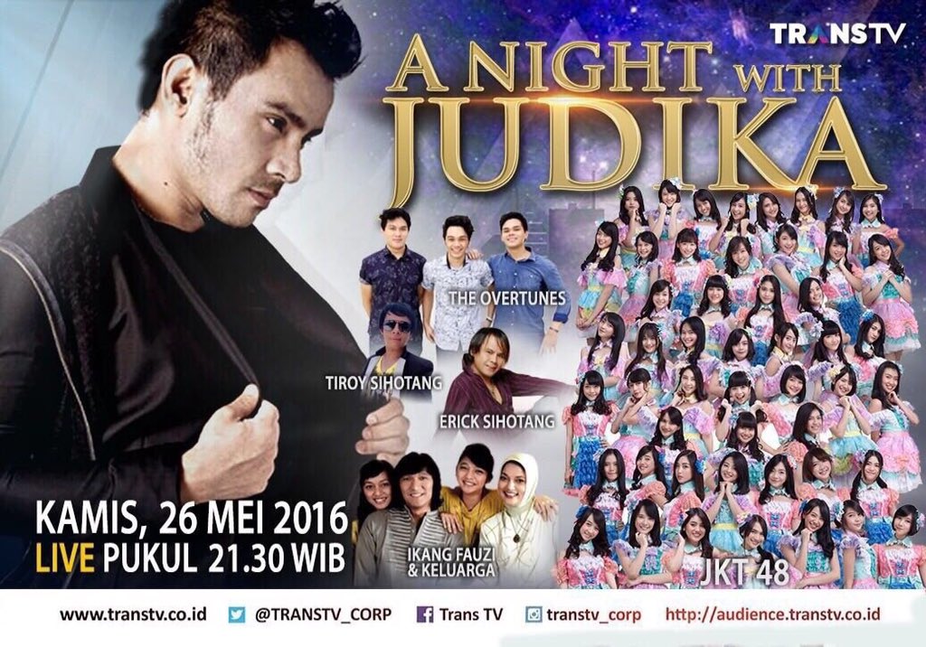 ANW Judika <a href="/judika_transtv/">A NIGHT WITH JUDIKA</a> <a href="/Judikajude/">Judikajude</a> spesial keluarga, malam ini jam 9.30 hanya di Trans tv.