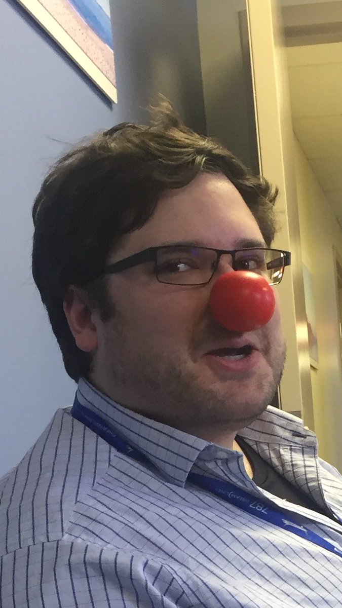 Andy supporting the Red Nose Day at ORD <a href="/weareunited/">We Are United</a> #beingunited #noclownmakeup