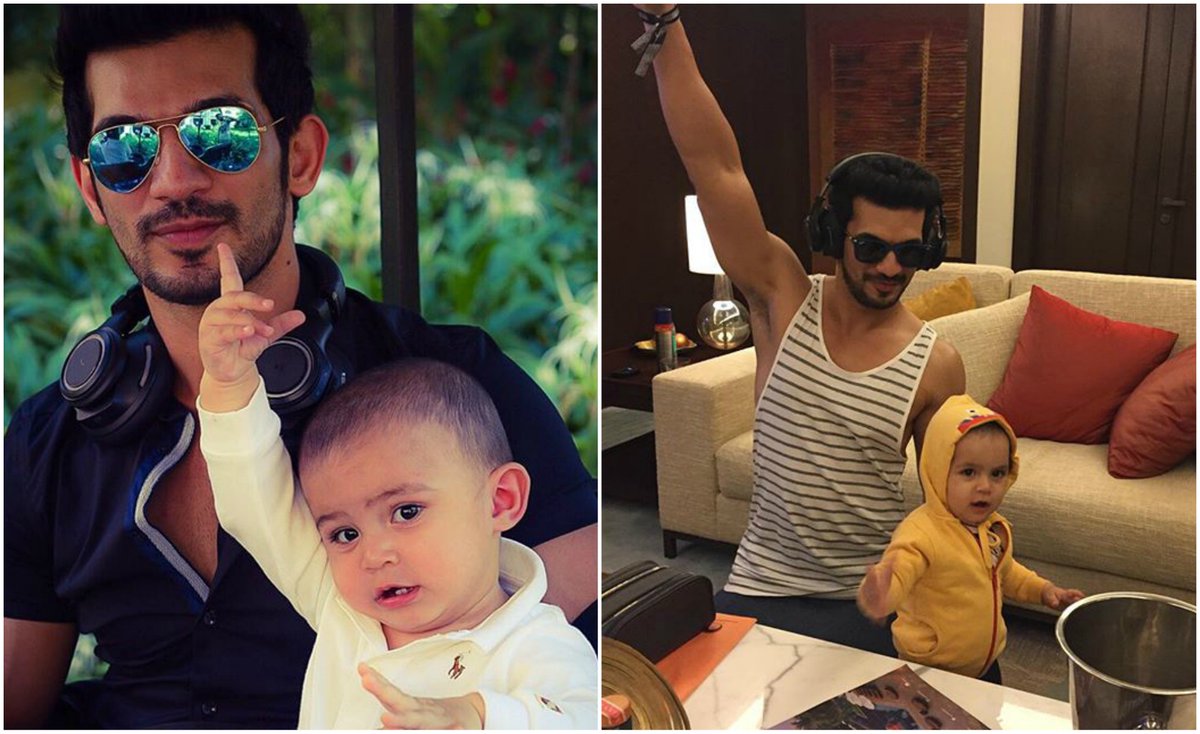 TellyTalkIndia's tweet image. Like father, like son!

#SamePose @Thearjunbijlani