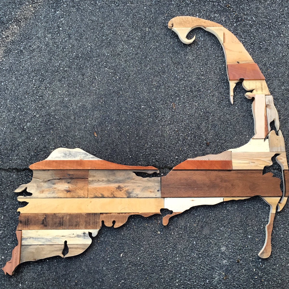Hand cut pieces of reclaimed #wood form #CapeCod - Artwork by Drew Storm Graham. #art #wallart #woodworking #nature