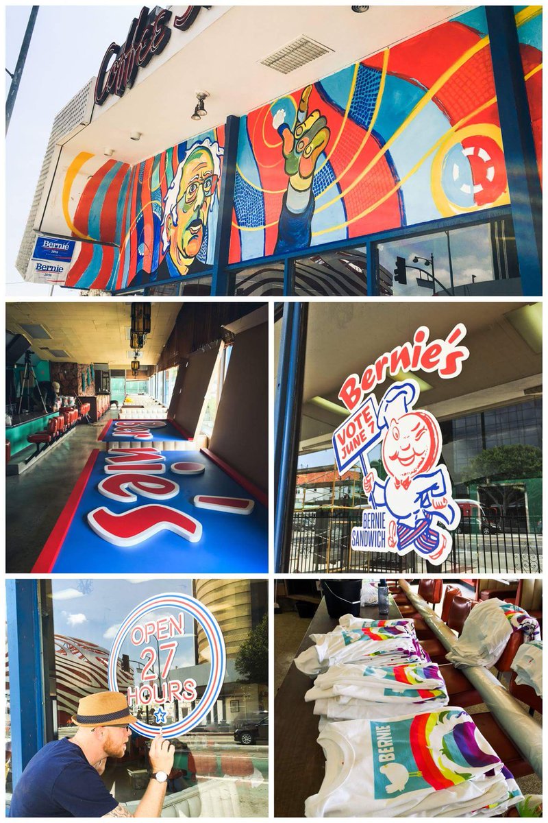 sandersfangirl's tweet photo. #Hollywood icon Johnie's becomes #Bernies tonight! https://t.co/uCh5NJkpHF #FeelTheBern #LosAngeles #BernieOrBust https://t.co/FgfgBJp2rp