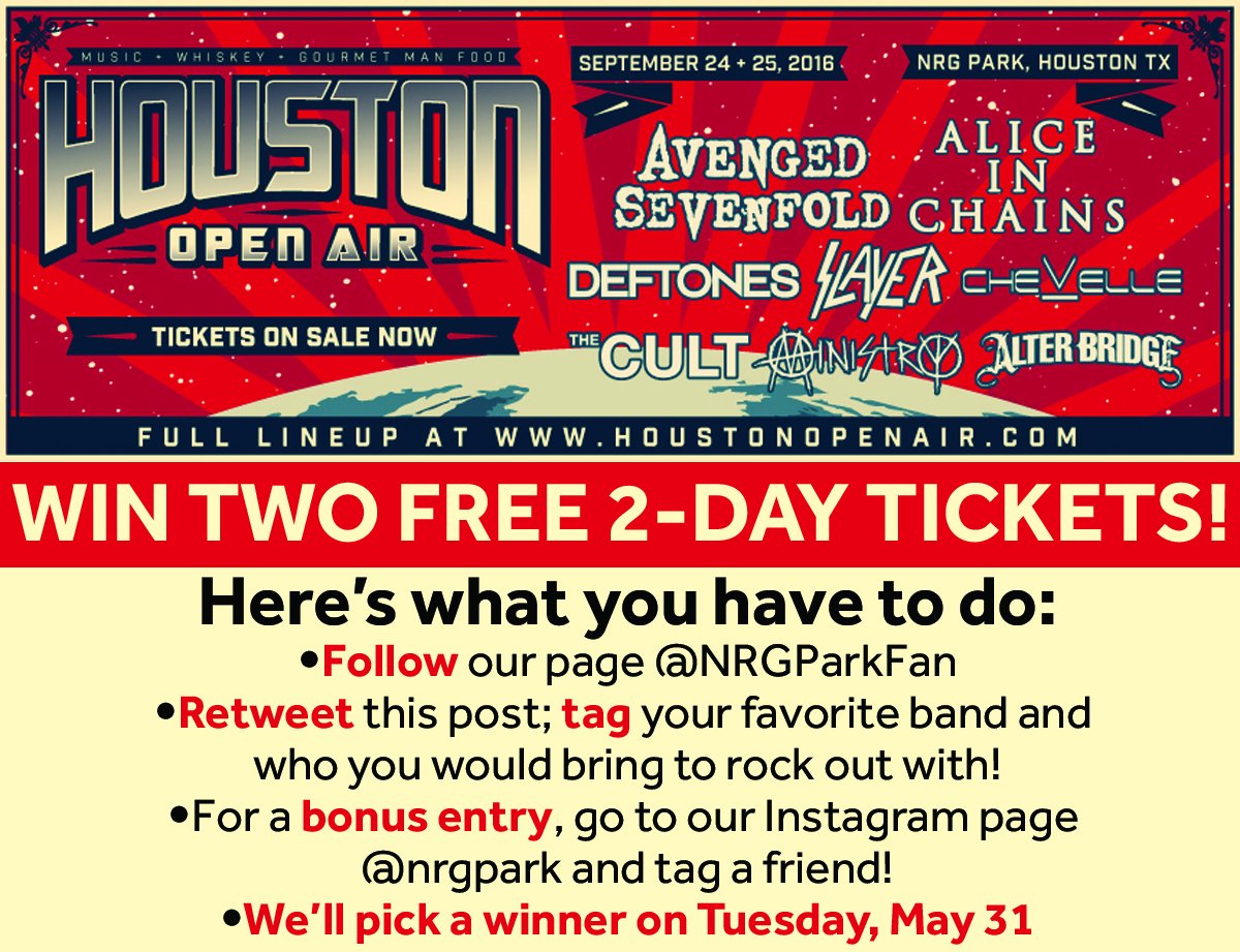 reliant_park's tweet photo. #Contest time! See below for how you can win 2 FREE tix to @houopenair! We'll pick one lucky winner May 31. https://t.co/19xROFgn93
