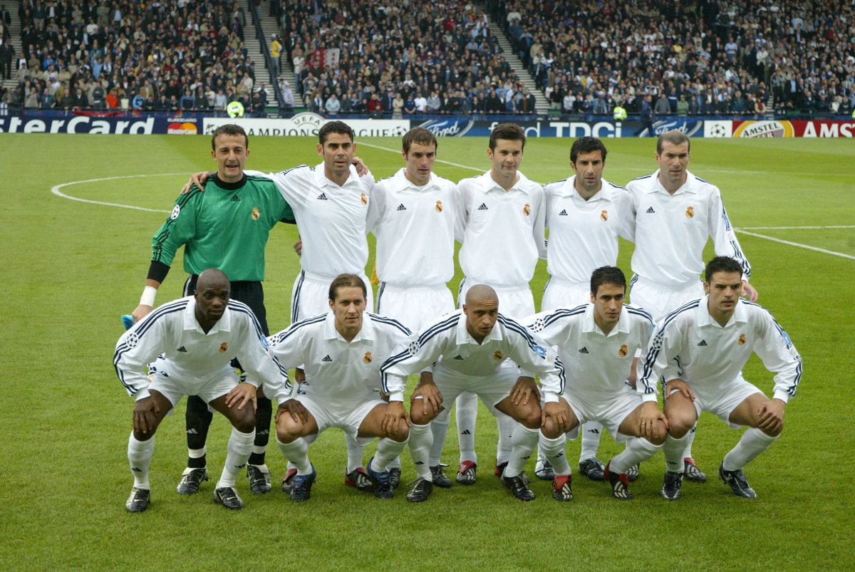 realmadrid's tweet photo. 9⃣🏆⌛

¿Recuerdas el 11 con el que ganamos la 9ª Copa de Europa (2002) por 2-1 ante el Leverkusen?

#APorLaUndecima https://t.co/tIicnHsAE0