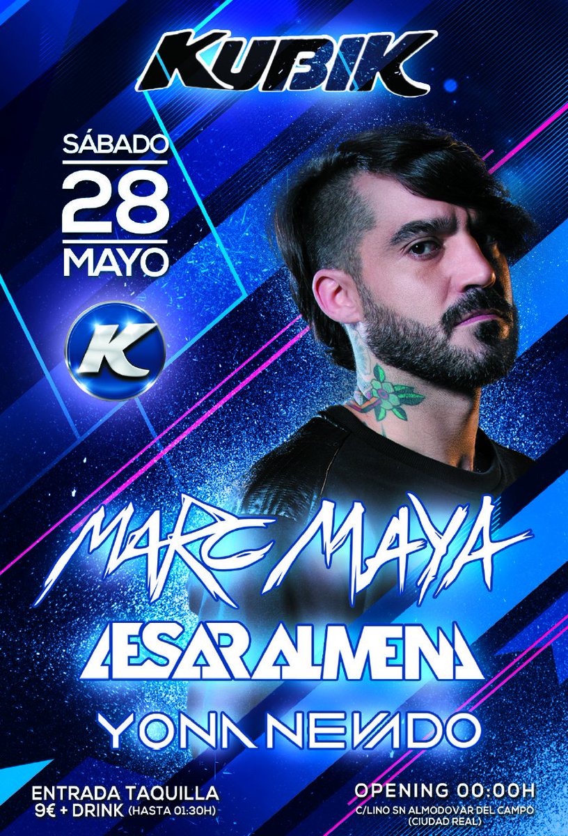Sábado 28.05 en <a href="/SALAKUBIK/">SALA KUBIK</a>: <a href="/MarcMayaOficial/">Marc Maya Official</a> + <a href="/CesarAlmena/">CesarALMENA</a> + @yonanevado #AlmodóvarDelCampo #goBoardMix