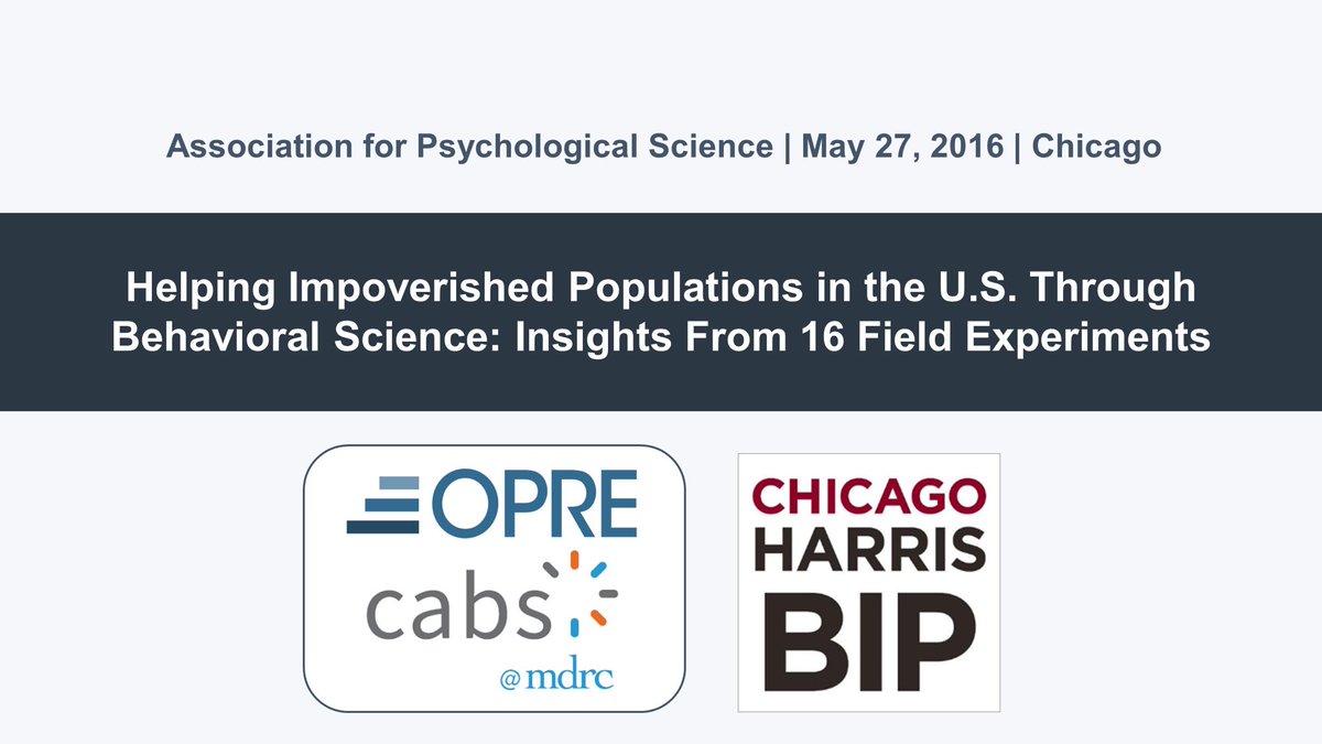 CABS_MDRC's tweet photo. If you're at #aps16chi be sure to catch our presentation this Friday at 10am w/ @HarrisBIPLab #povertynudge https://t.co/zBQisJ6RnS