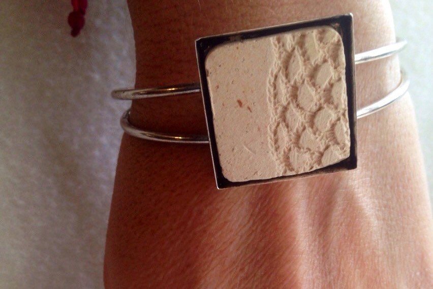 Handmade Essential oil diffuser antiqued silver plated cuff brace… etsy.me/17OufCo #etsymntt #PotteryJewelry