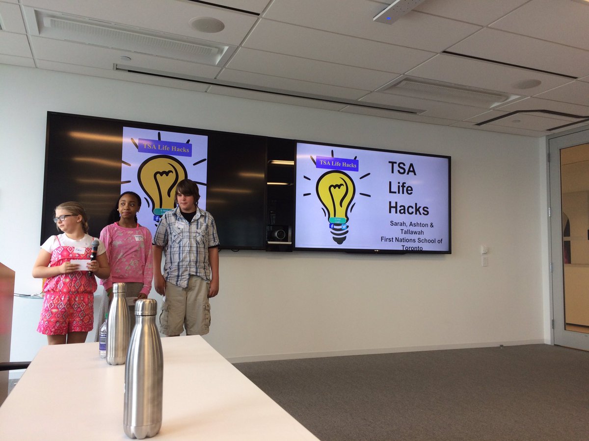 SharlaFalodi's tweet photo. TSA Life Hacks is at Apple Canada sharing their winning app in the boardroom! Boss status! #MSICEdAppHack #TDSB https://t.co/DbHIZx0Qrs