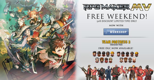 RPGmakerweb's tweet photo. https://t.co/H9lGhV6zXl Enjoy #RPGMaker MV Free with #steamworkshop Beta, A free new pack, and massive discounts! https://t.co/3Xxgcx9hcr
