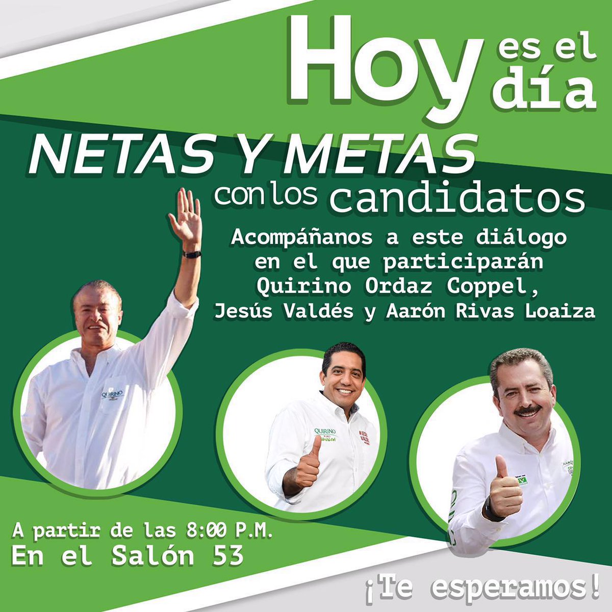 AaronRivasL's tweet photo. Están todos invitados hoy a las 8:00 P. M. En el salón 53. #NetasYMetas @QuirinoOC #PuroSinaloa https://t.co/hd7cSmwxWA