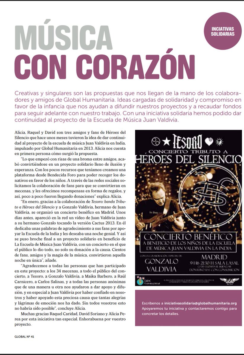 Hola  <a href="/Raul_Carnicero/">Raúl Carnicero 🍉</a> éste mes sales en la revista de la ONG <a href="/ghumanitaria/">Global Humanitaria</a> gracias de nuevo por tu apoyo.