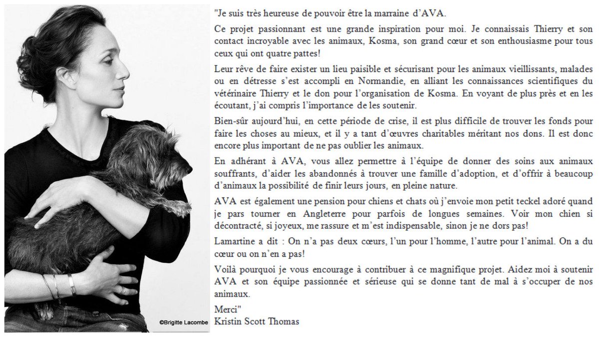 Merci à la merveilleuse comédienne Kristin Scott Thomas, marraine #AVA pour son soutien depuis toujours.