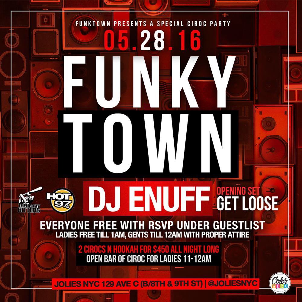 JoliesNyc's tweet photo. #funkytownsaturdays 5/28 @joliesnyc 🎉 🍾  w/ @djenuff &amp; @djgetloose 🔊  #thelowereastside #alphabetcity #lesnyc https://t.co/V2YhYBxpQS
