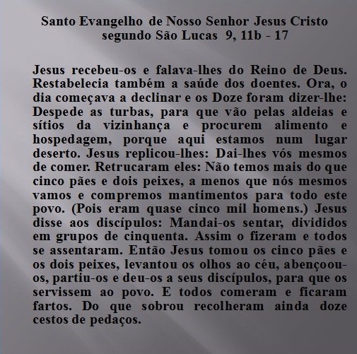 26 de maio de 2016 - Dia de Corpus Christi - No. 7

#SantoEvangelho #PãodoCéu #Eucaristia #CorpusChristi #PãoVivo