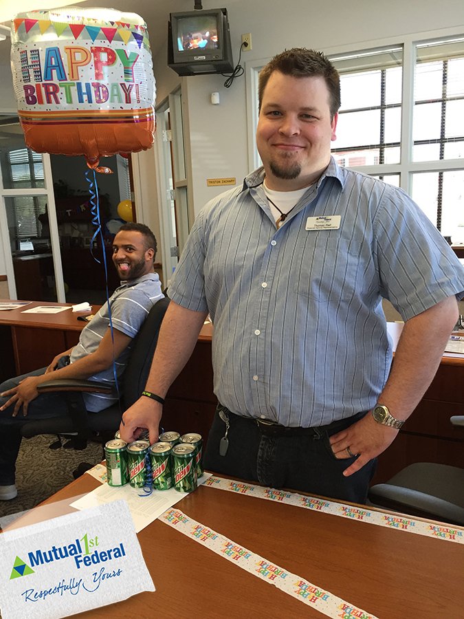 Mutual1stFCU's tweet image. HAPPY BIRTHDAY THOMAS! #Photobomb #Birthday #CUFun