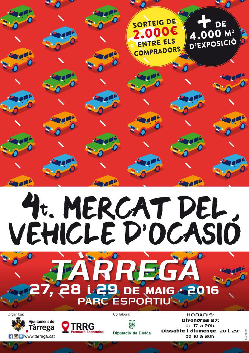ajtarrega's tweet photo. Busques un vehicle d'ocasió i a bon preu? Vine a #Tàrrega els dies 27, 28 i 29 de maig: Tindrem 300 models exposats. https://t.co/z1boLkO6hv