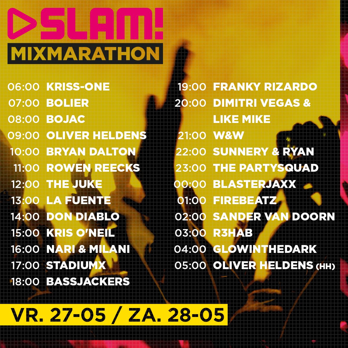 Hij is voor iedereen die niet kan wachten tot het weekend: de #MixMarathon! > slam.nl/live