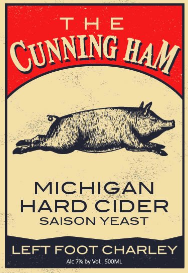 Our newest cider release is The Cunning Ham! Only available in 500ml bottles, enjoy this dry, rustic cider tonight!