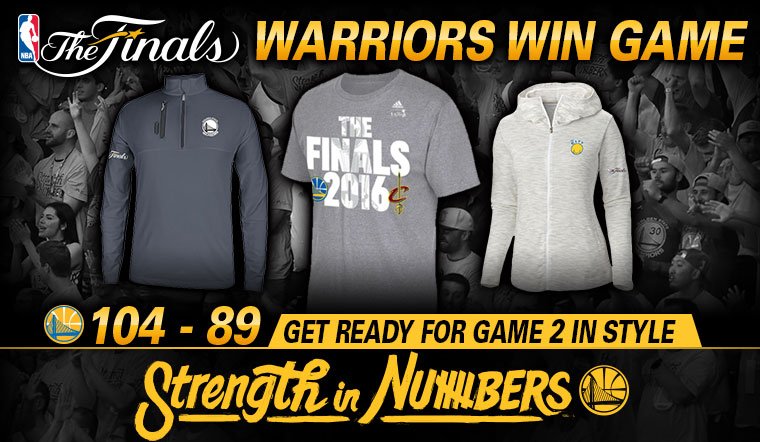 warriorsshop's tweet photo. .@warriors Win Game 1 of the #NBAFinals 🏀 Gear Up for Game 2 in Style! Shop Now at: https://t.co/X1uxAshx0H https://t.co/IT6SSxfje5