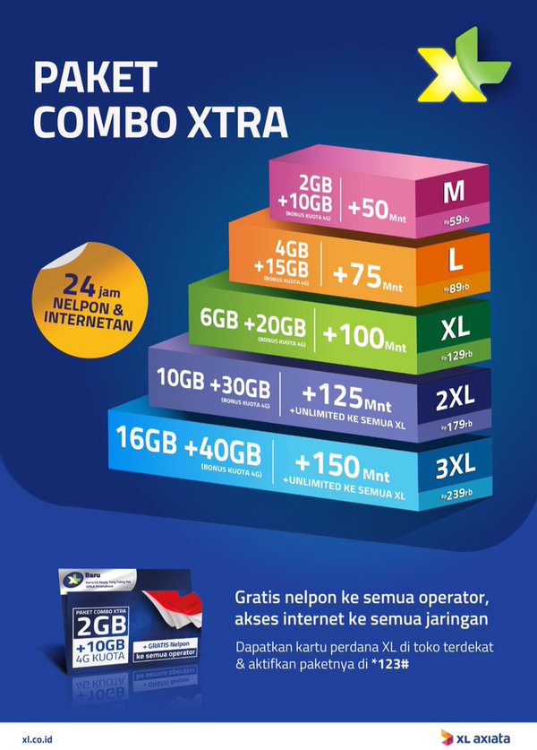 myXL_Jabo's tweet photo. Beli paket combo XTRA , Tekan *123*3# atau bisa beli ke Team 4GMobile
info : 087 8000 500 88
#XtraPuas -RR- https://t.co/LDXN4hxJmk