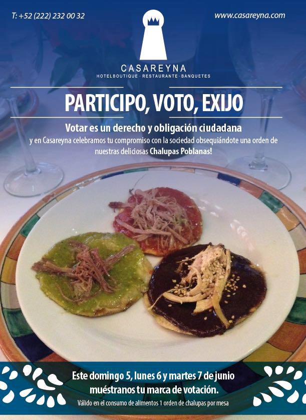 #Participo #Voto #Exijo Celebramos tu compromiso con la sociedad! Los esperamos!! Reservaciones: (222) 232.00.32