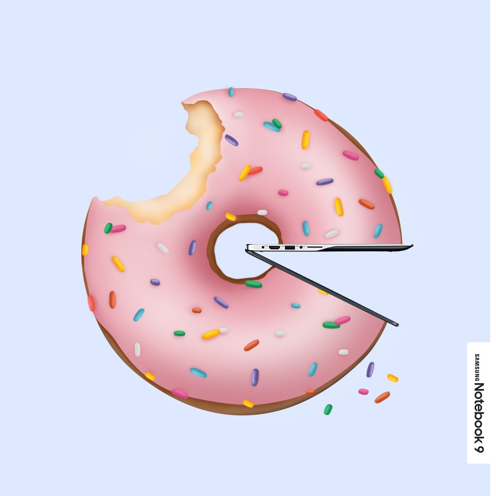 SamsungNotebook's tweet photo. Taste another kind of sweet. #Notebook9Spin #360degrees #NationalDoughnutDay https://t.co/6mevTxO3hu