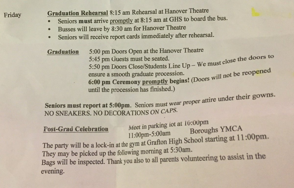 GHSClassOf16's tweet photo. Once again, here is your schedule for tomorrow!!! https://t.co/8uqDMbDolu