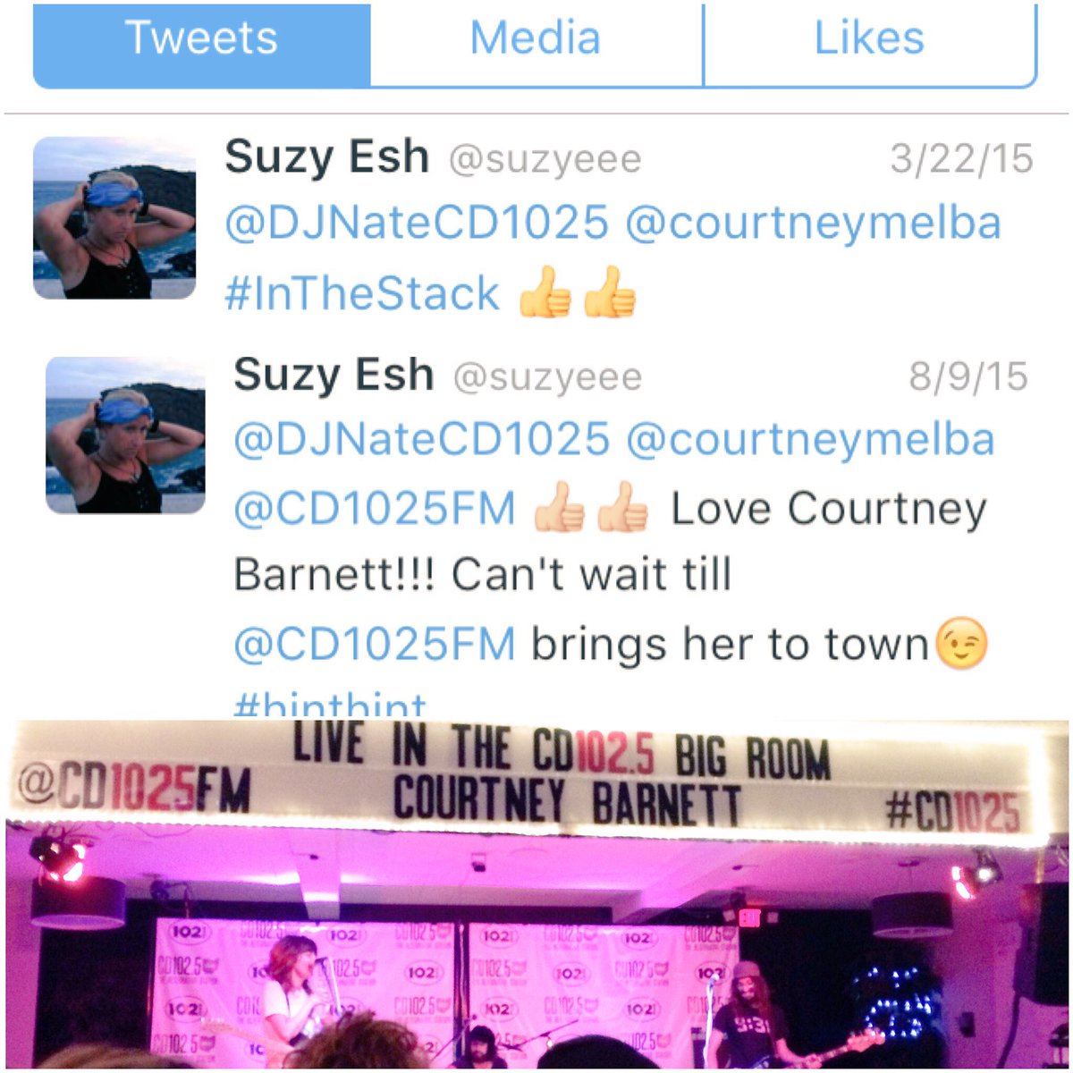 suzyeee's tweet photo. @CD1025FM-Making dreams come true from #InTheStack to #InTheBigRoom 👍🏼😘 #cd1025 #courtneybarnett #supportindieradio https://t.co/R2iylbL8X2