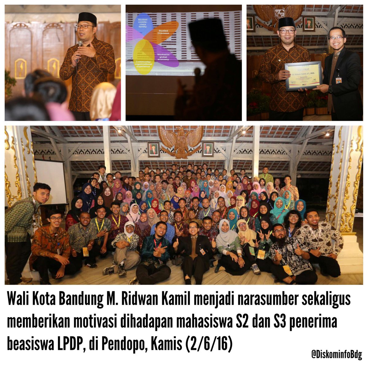 WK Bdg <a href="/ridwankamil/">Ridwan Kamil</a> mnjdi narasumber sklgs mmbrikan motivasi dhdpan mahasiswa S2&amp;S3 penerima beasiswa LPDP, (2/6/16)