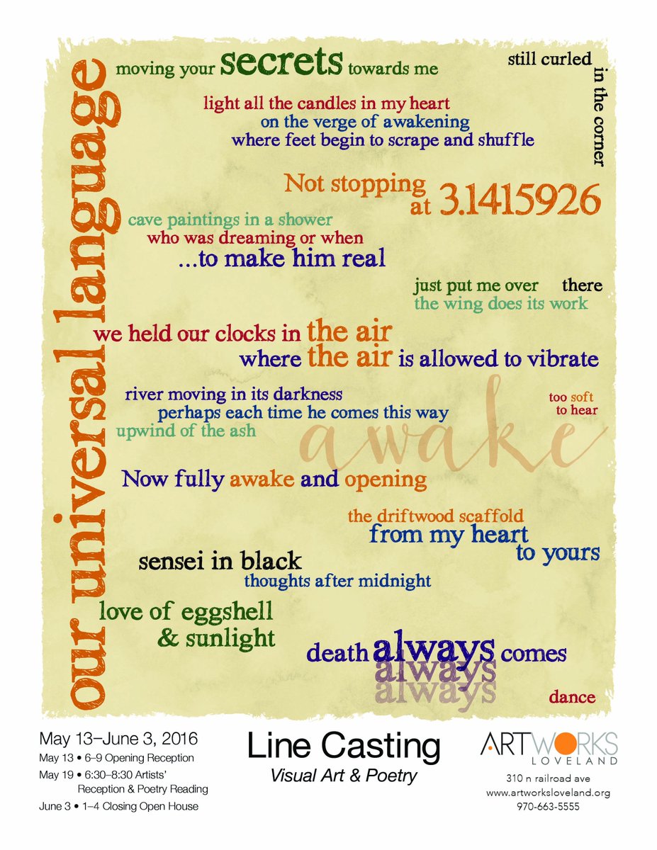 meganefreeman's tweet image. Closing Open House for #LineCasting @lovelandstudios tomorrow. #Artists discussion at 3. #art #poetry #collaboration