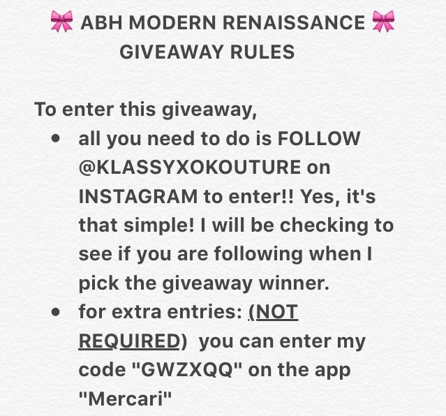 makeupforyoux's tweet image. ABH MODERN RENAISSANCE PALETTE GIVEAWAY // Follow @klassyxokouture on IG to enter! 🌸😘