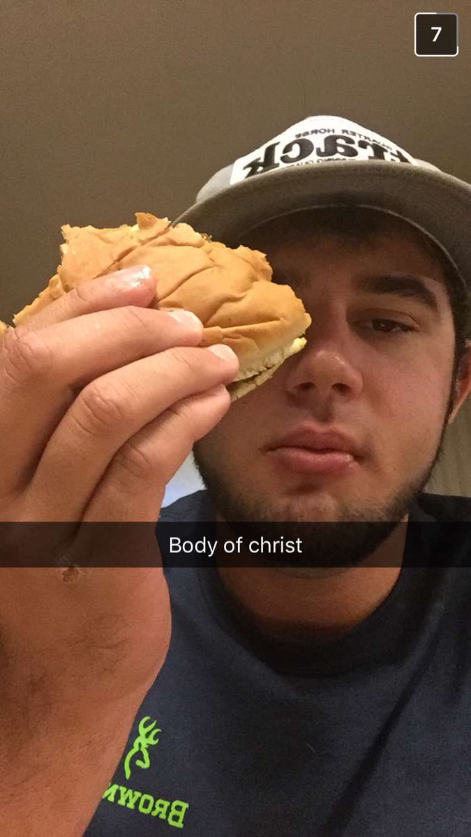 maeganbrignac's tweet photo. Check out my church going friend. He found Jesus  @BRIGNACSON @Alexandraaa_333 @TylerMorein https://t.co/kbJ8ct1Qf7