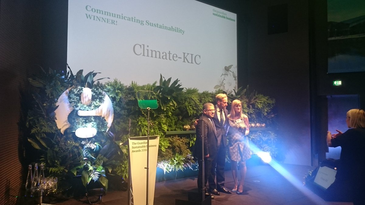 GlobalCalc's tweet photo. Congratulations to our partner @ClimateKIC for their Communications win at the @guardiansustbiz awards! #gsba2016 https://t.co/N1xu4lCsKU