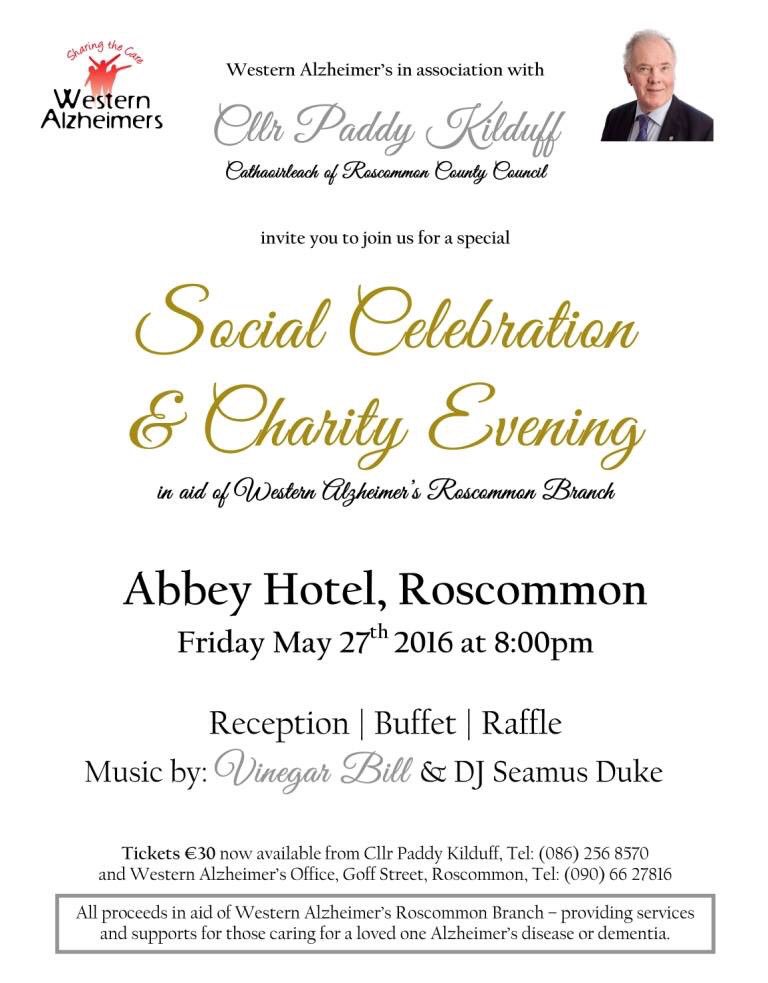 Abbeyros's tweet photo. Please support @alzheimersocirl western branch social tomorrow night at the Abbey Hotel #Roscommon @RoscommonHour https://t.co/BTShbDkhAk